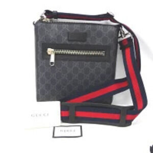Gucci Shoulder Bag Messenger GG Supreme Leather Black
